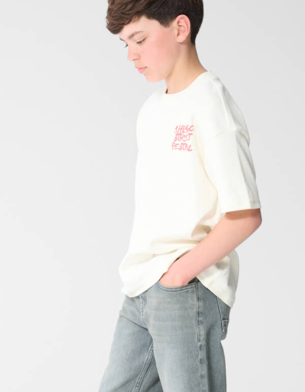 Festival Artwork T-Shirt Gebrochen Wei&szlig; SHOEBY BOYS