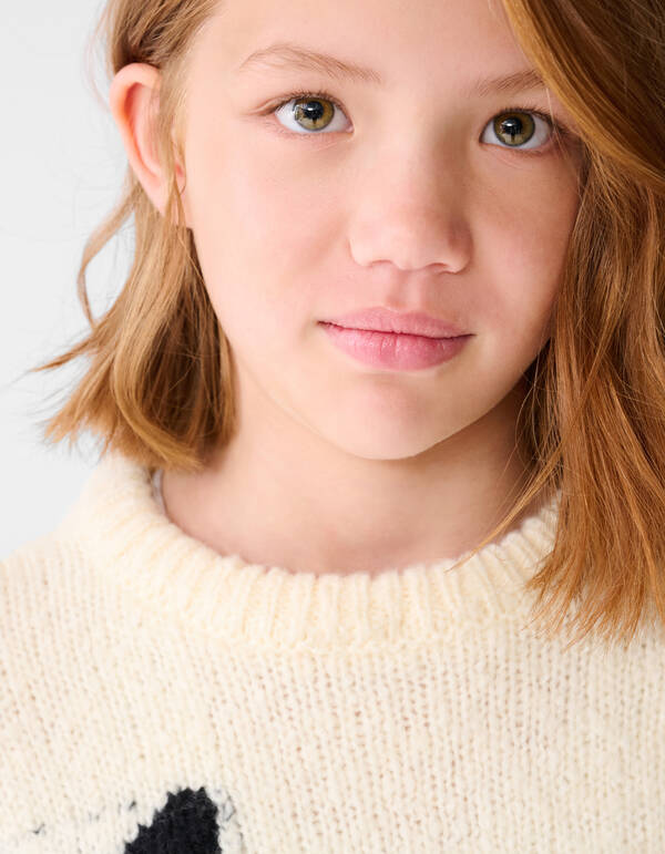 Pullover mit Schleifen-Artwork in Off White SHOEBY GIRLS