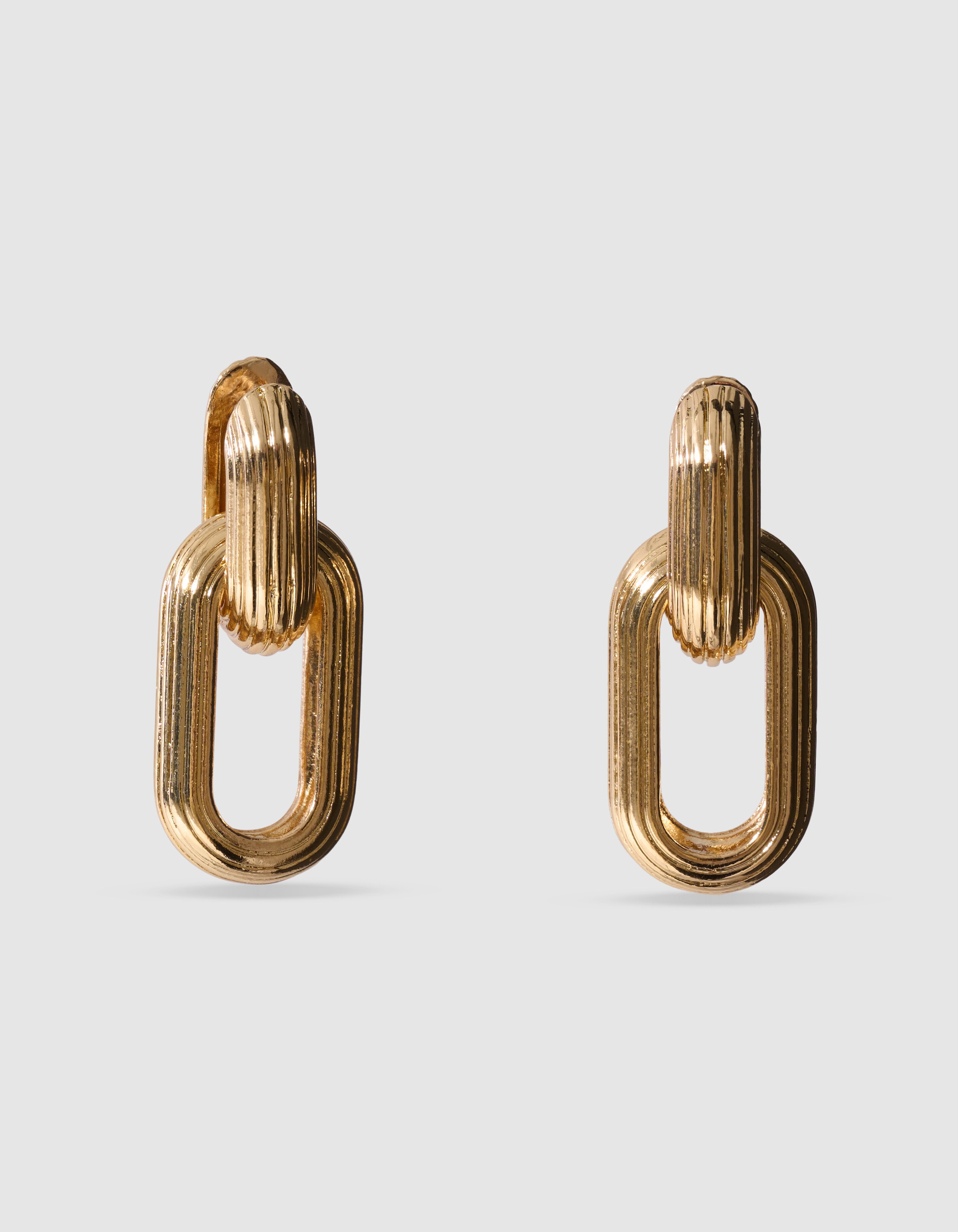 Ovale Ohrringe mit Linie Gold SHOEBY ACCESSOIRES