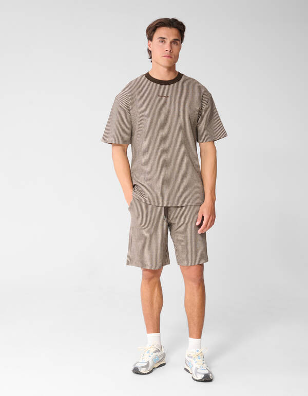 Seersucker-T-Shirt, Braun SHOEBY MEN
