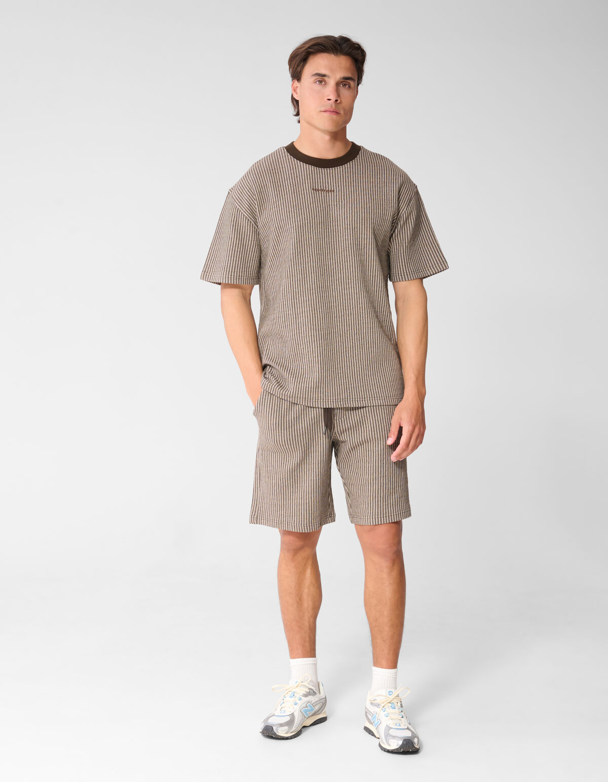Seersucker-T-Shirt, Braun SHOEBY MEN