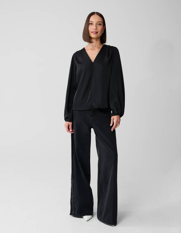 V-Ausschnitt Bluse Schwarz SHOEBY WOMEN