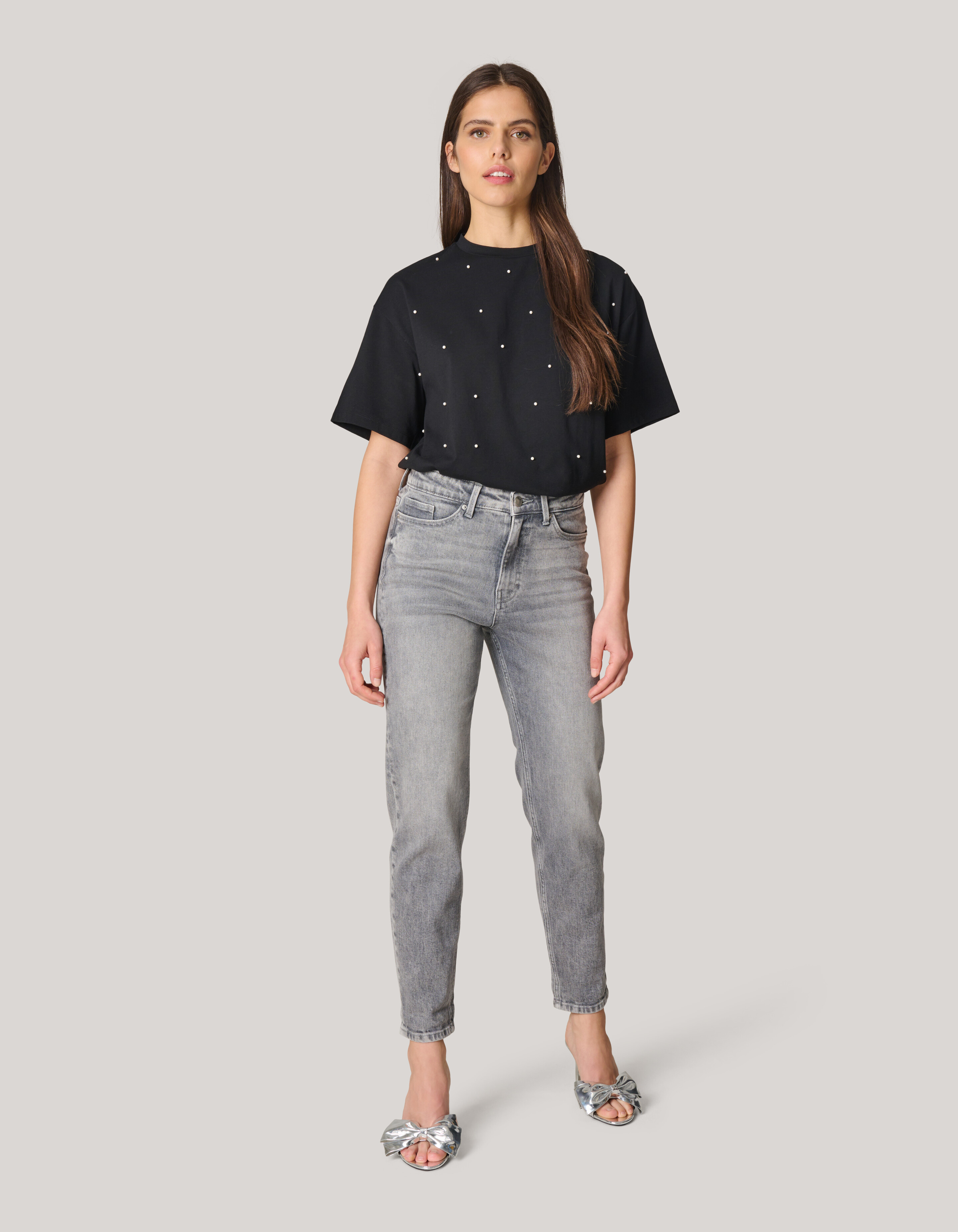 Tapered Fit Jeans Hellgrau SHOEBY WOMEN