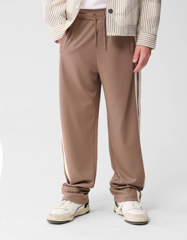 Sportieve Piqu&eacute; Wijde Pantalon Taupe SHOEBY BOYS