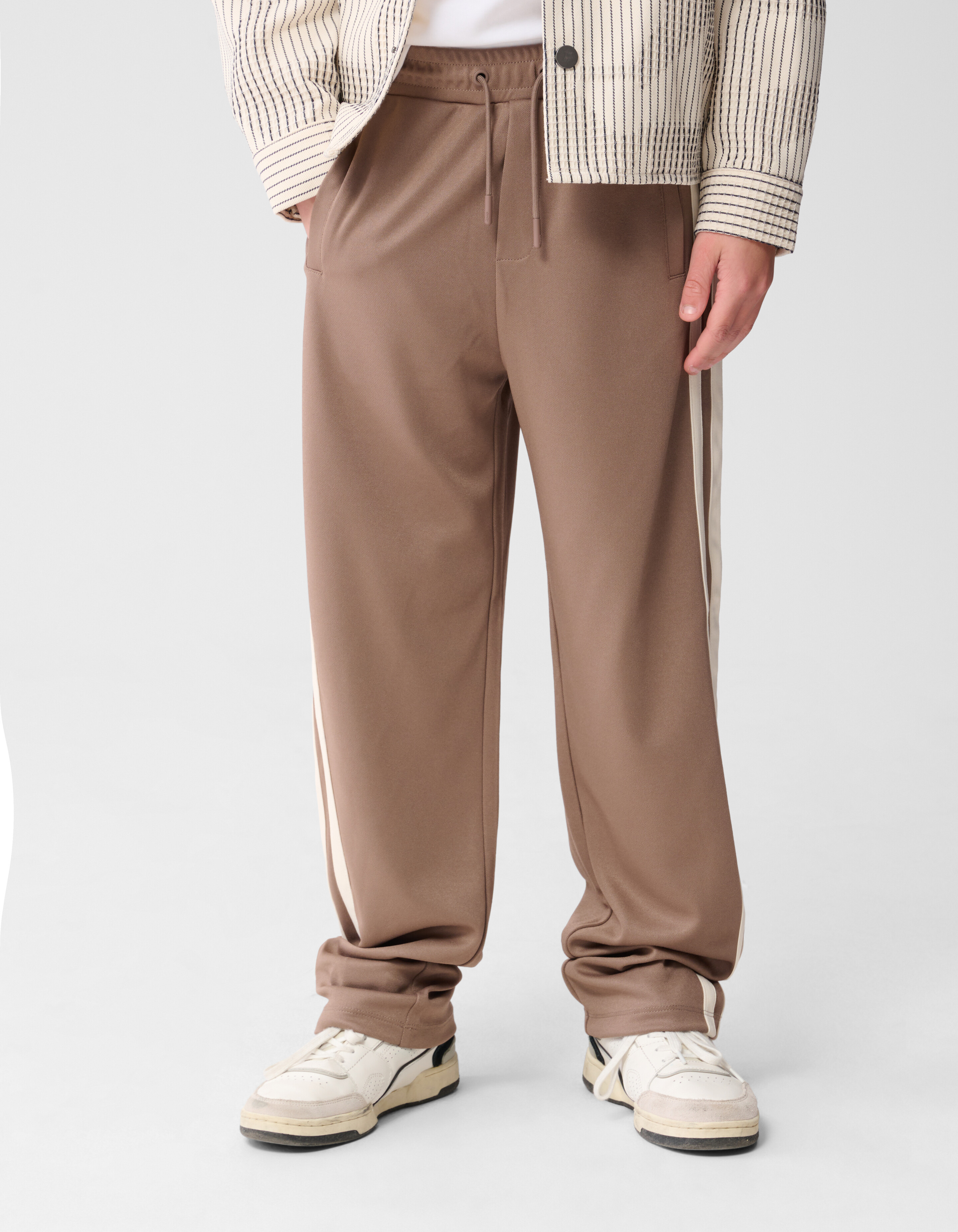 Sportieve Piqu&eacute; Wijde Pantalon Taupe SHOEBY BOYS