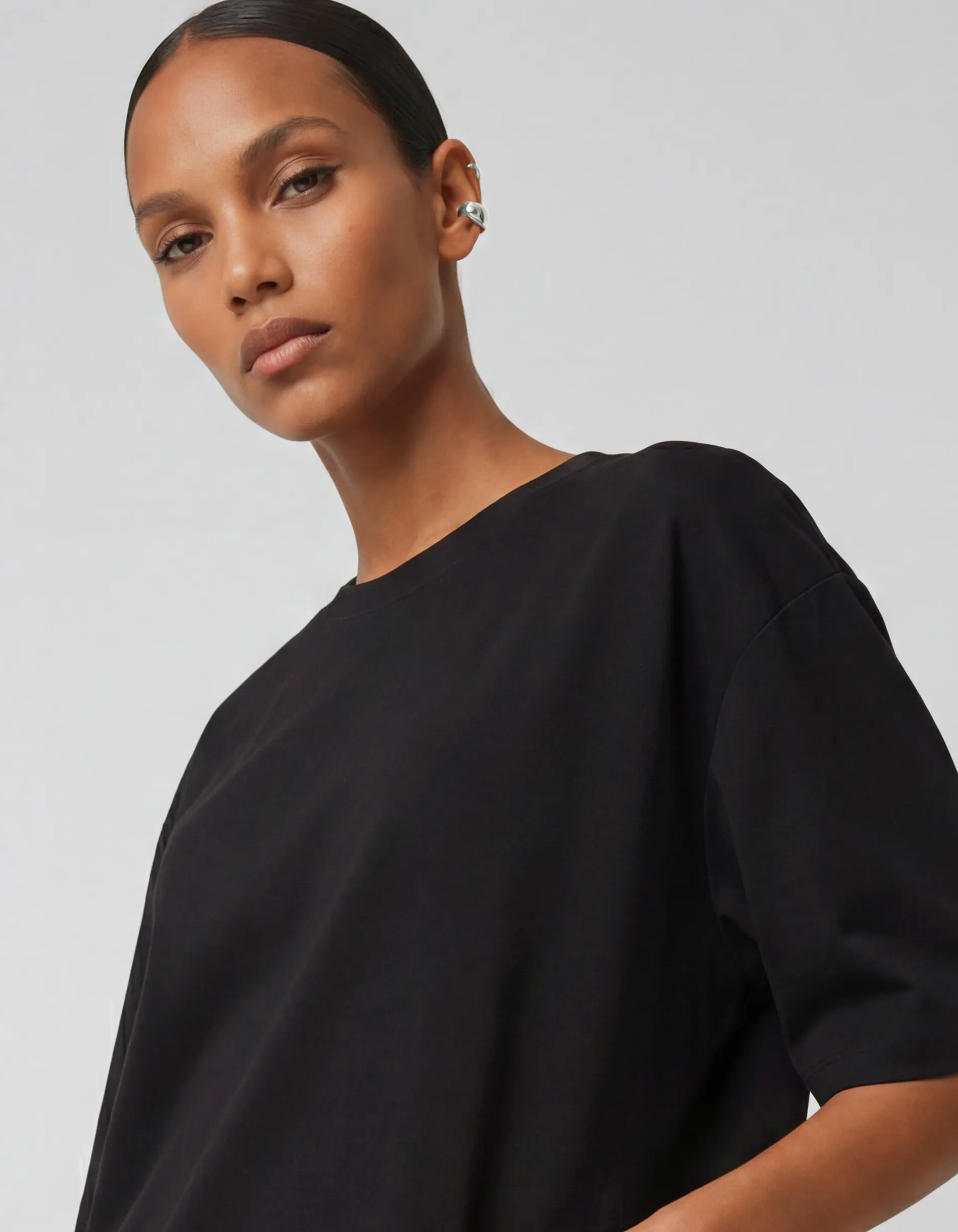 R&uuml;schen T-Shirt Mini Kleid Schwarz SHOEBY WOMEN