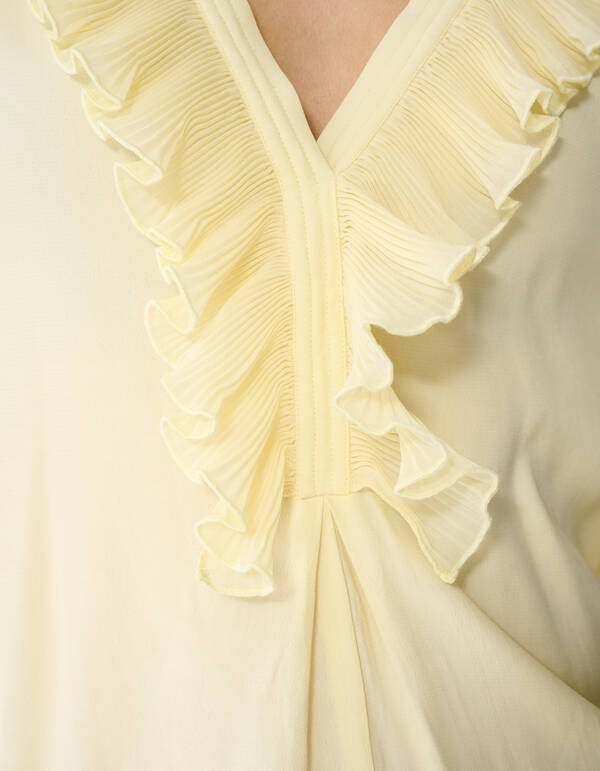 &Uuml;bergro&szlig;e Volantbluse Hellgelb SHOEBY WOMEN