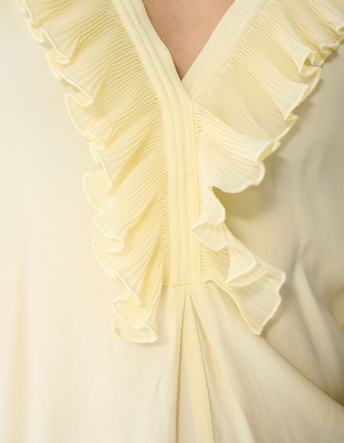 &Uuml;bergro&szlig;e Volantbluse Hellgelb SHOEBY WOMEN