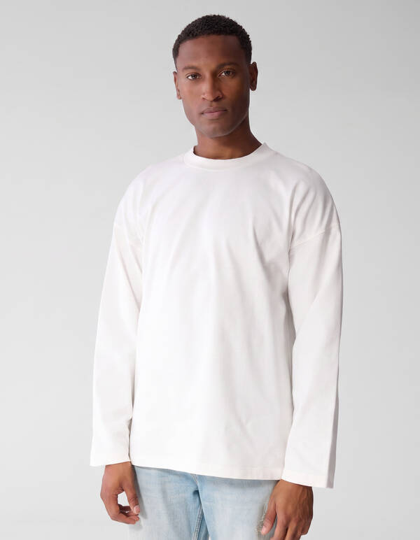 Basic-T-Shirt mit langem Arm im Relaxed-Fit wei&szlig; SHOEBY MEN
