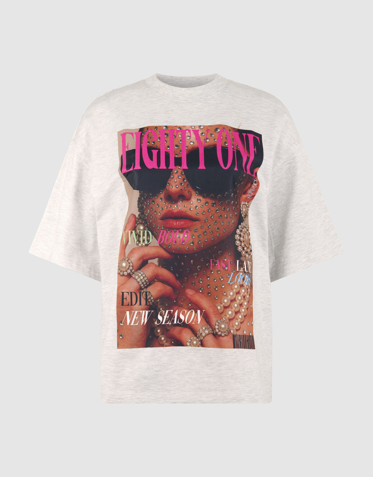 Magazin Artwork T-Shirt Hellgrau SHOEBY WOMEN