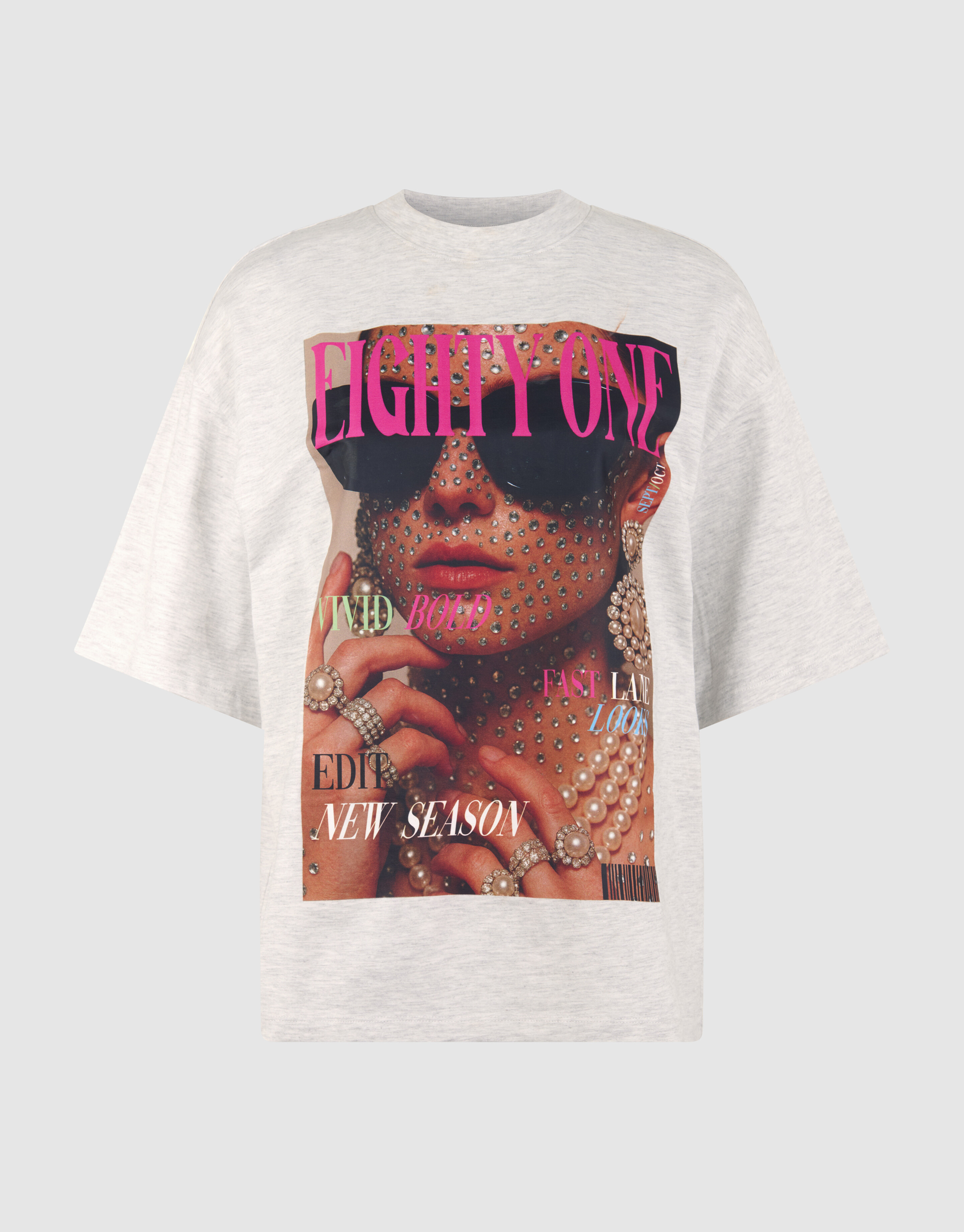 Magazin Artwork T-Shirt Hellgrau SHOEBY WOMEN