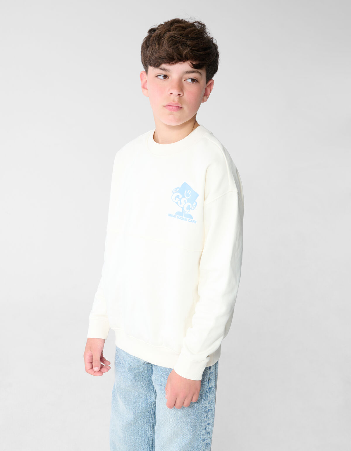 Caf&eacute; Artwork Pullover Gebrochen Wei&szlig; SHOEBY BOYS