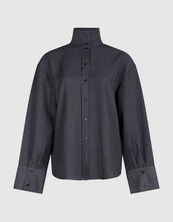 Oversized Tailored Bluse in Dunkelgrau By SHOEBY WOMEN