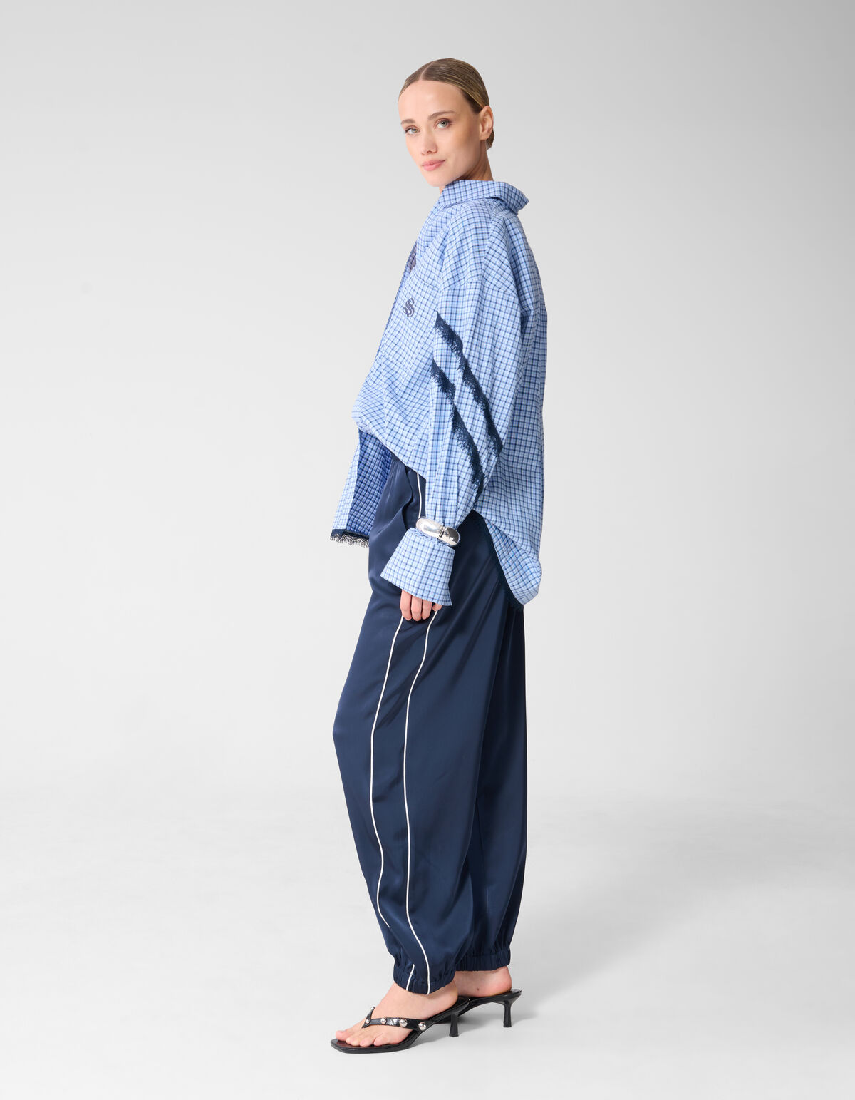 Satin Kontrast Jogger Dunkelblau SHOEBY WOMEN