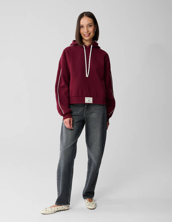 Cropped Sweat Hoodie Dunkelrot SHOEBY WOMEN