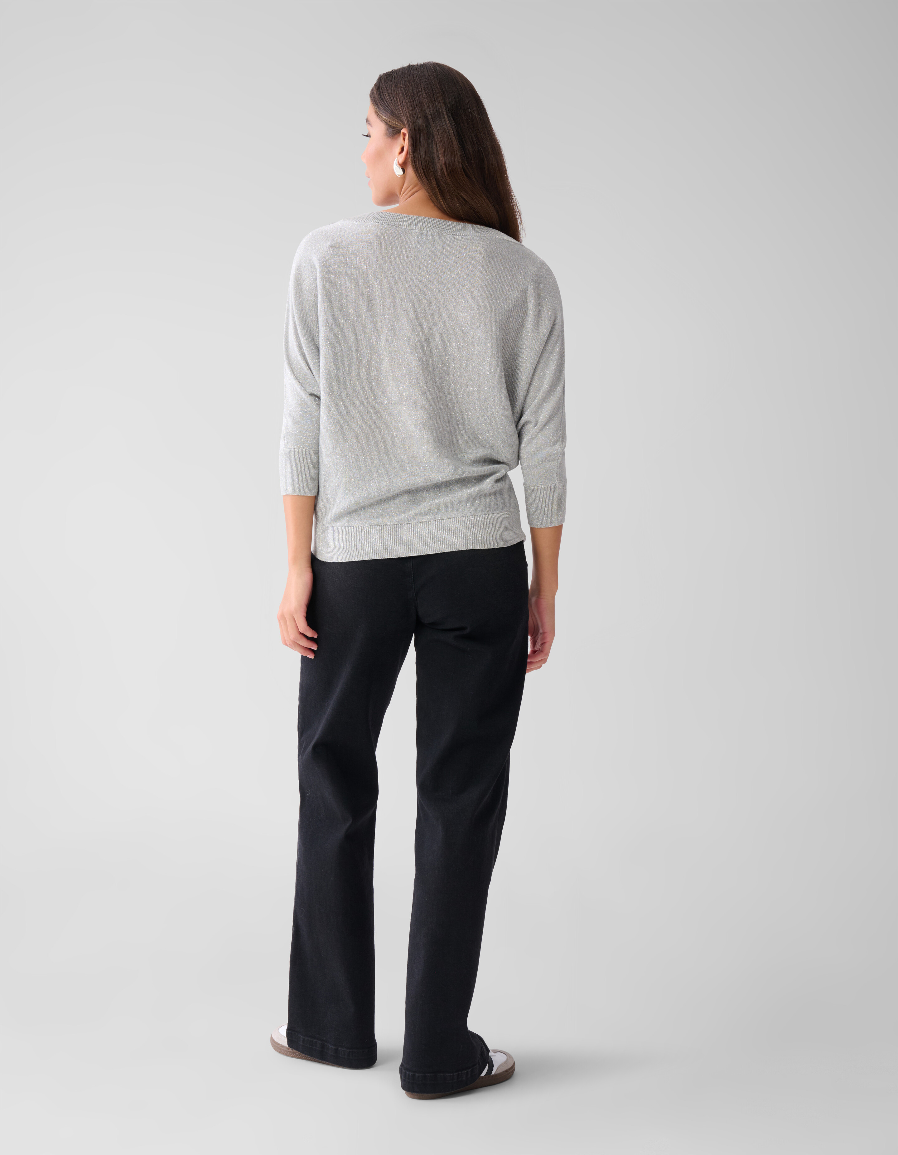 Glitzer Fledermausärmel Pullover Hellgrau SHOEBY WOMEN