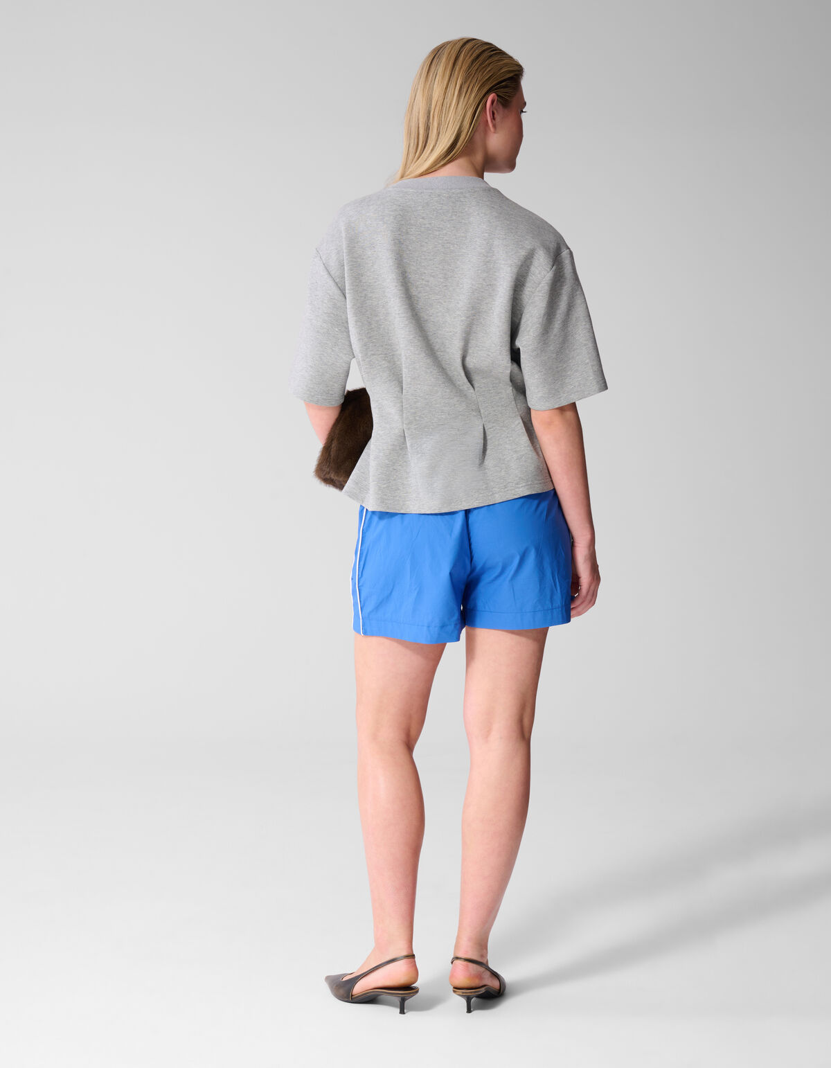 Peplum-Scuba-T-Shirt Hellgrau SHOEBY WOMEN