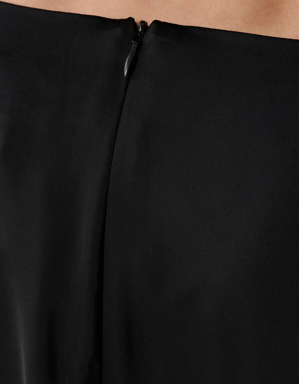 Kante Satin Maxi Rock Schwarz SHOEBY WOMEN