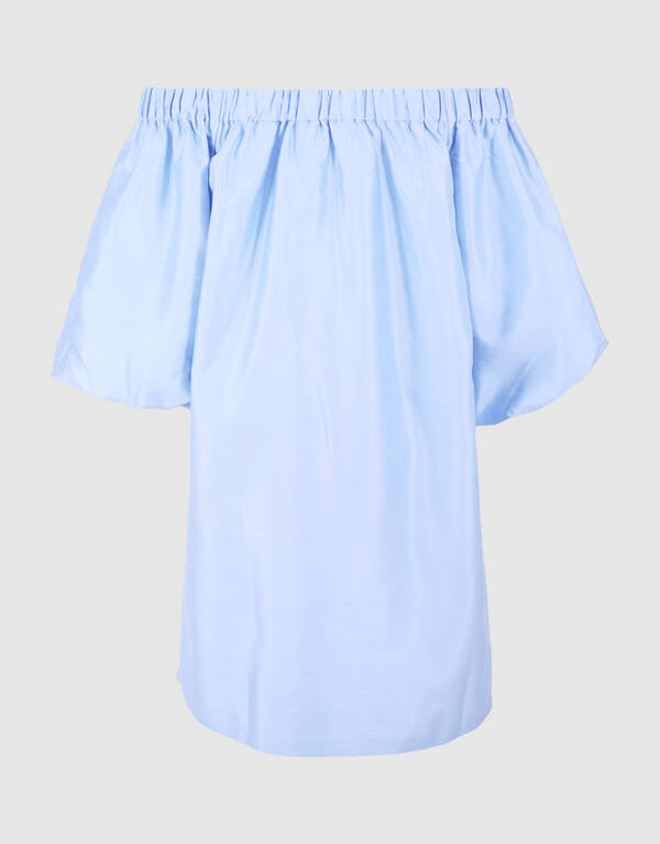 Gl&auml;nzendes Off-Shoulder Mini Kleid Hellblau SHOEBY WOMEN