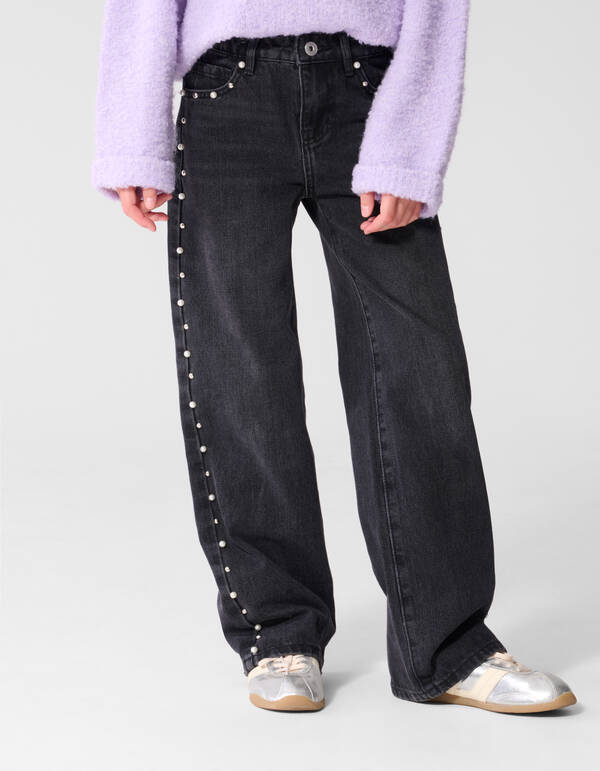 Jeans mit Nieten im Ultra-Wide-Fit Schwarz SHOEBY GIRLS
