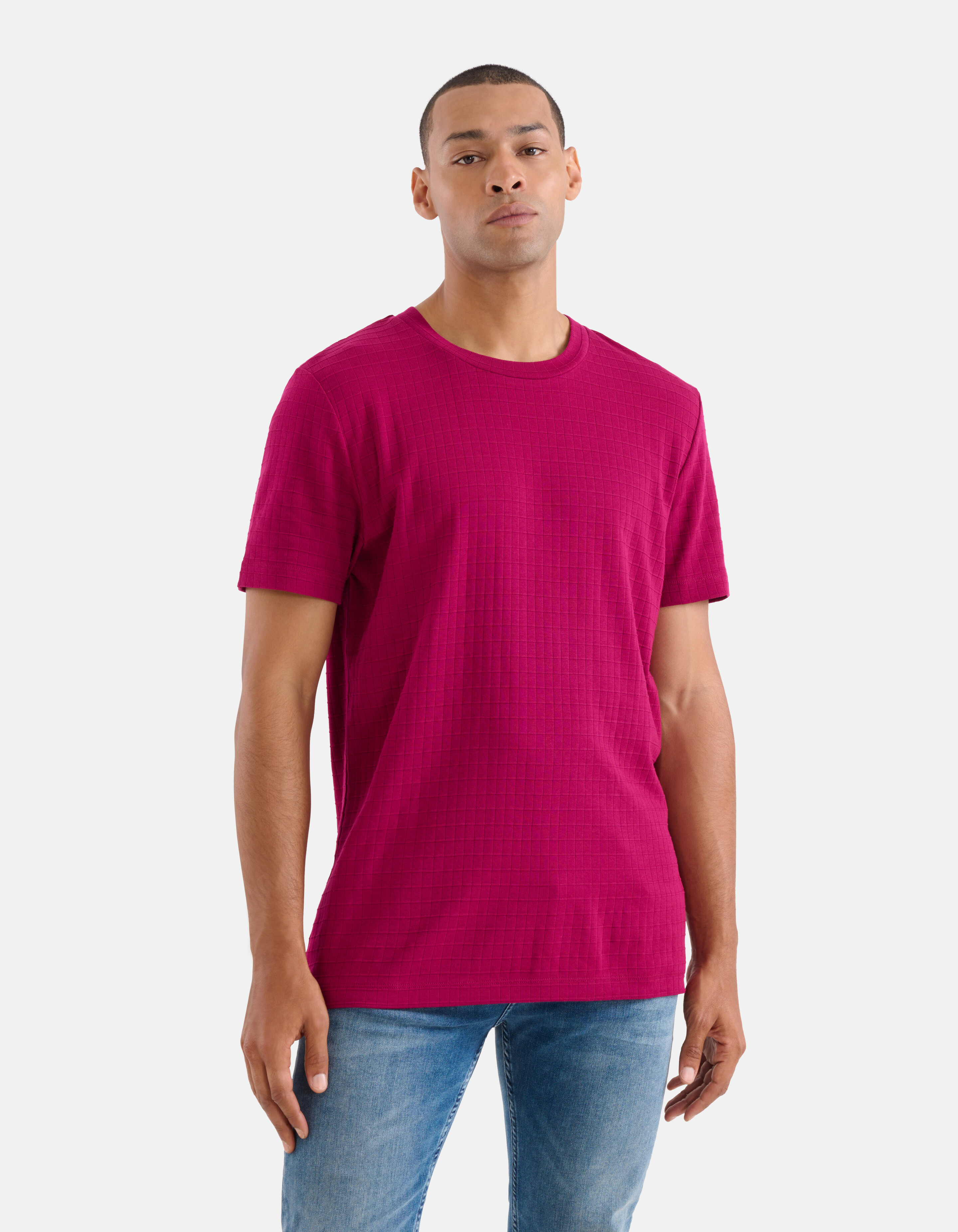 Struktur-T-Shirt Fuchsia SHOEBY MEN