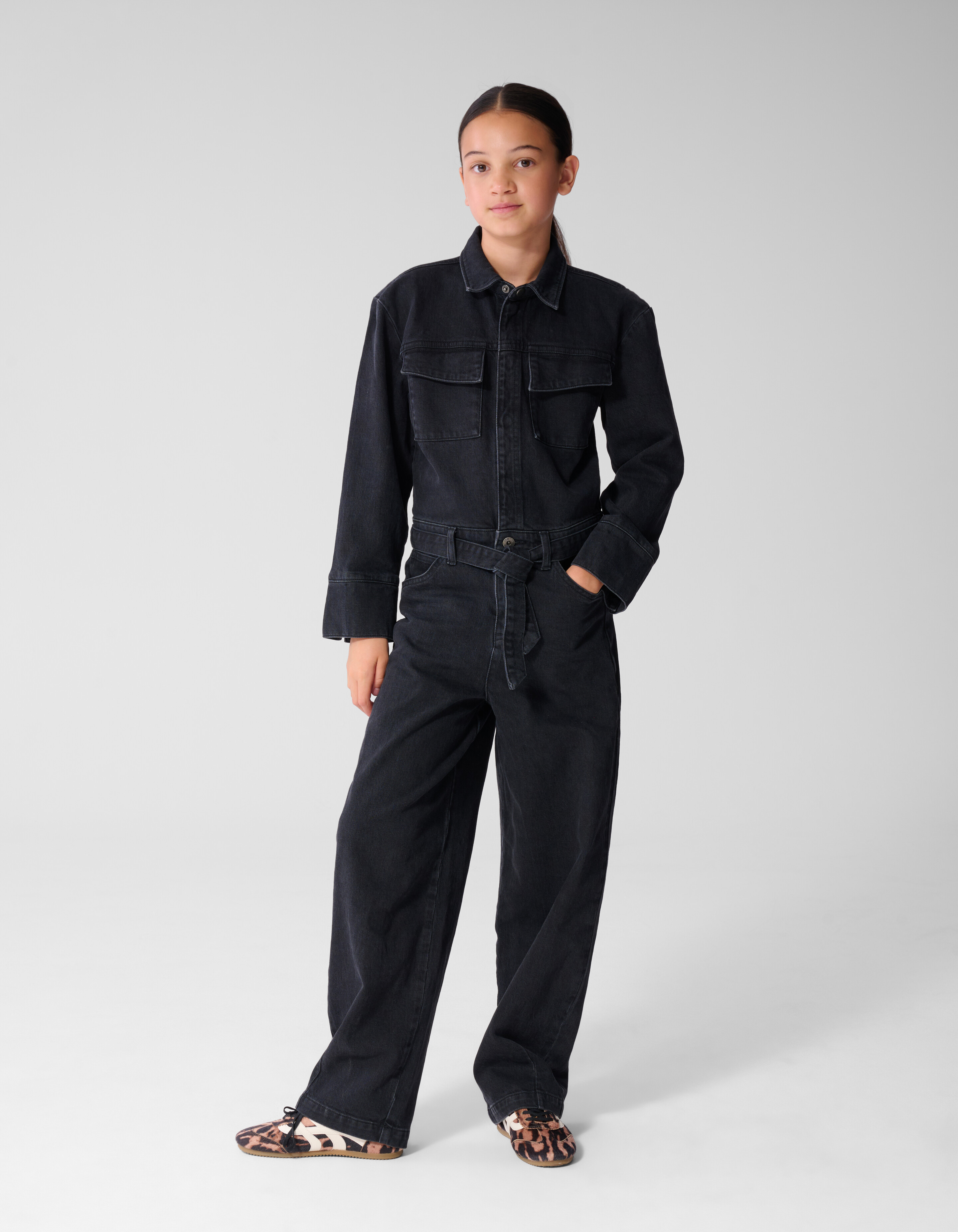 Schwarzer Jeans-Overall mit l&auml;ssiger Passform SHOEBY GIRLS