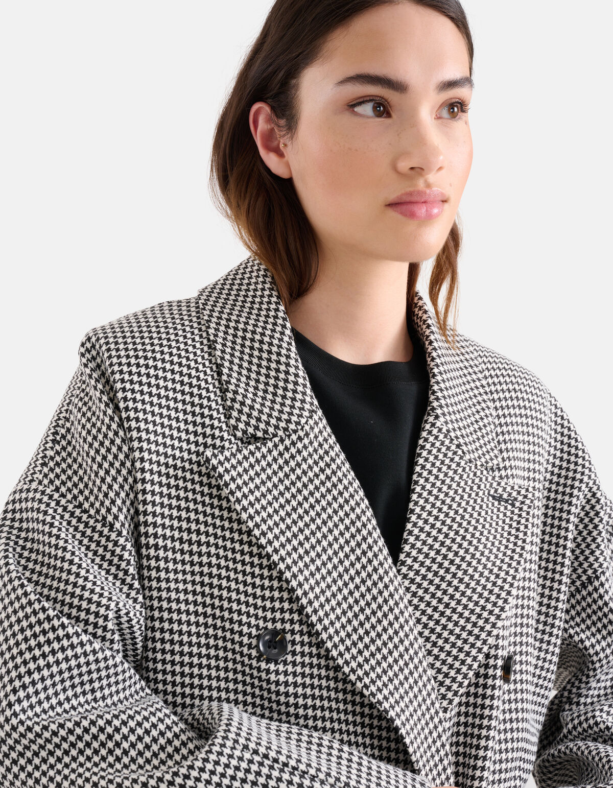 Pied-De-Poule Blazer Schwarz/Weiß SHOEBY WOMEN
