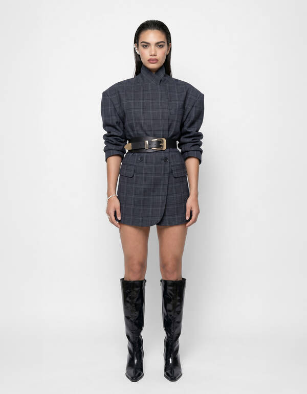 Kariertes Blazer-Kleid Dunkelgrau SHOEBY WOMEN