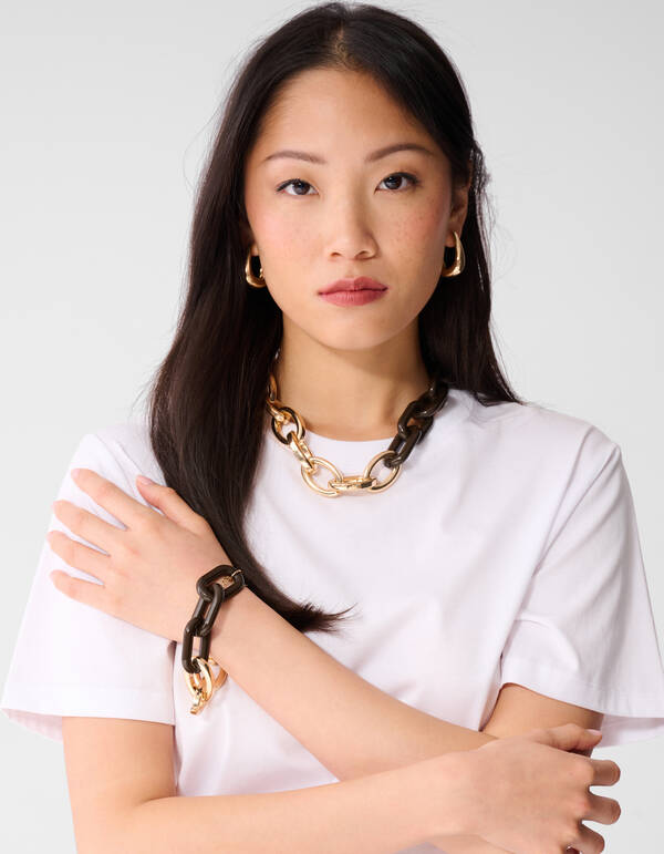 Bulky Chain Armband Gold/Braun SHOEBY ACCESSOIRES