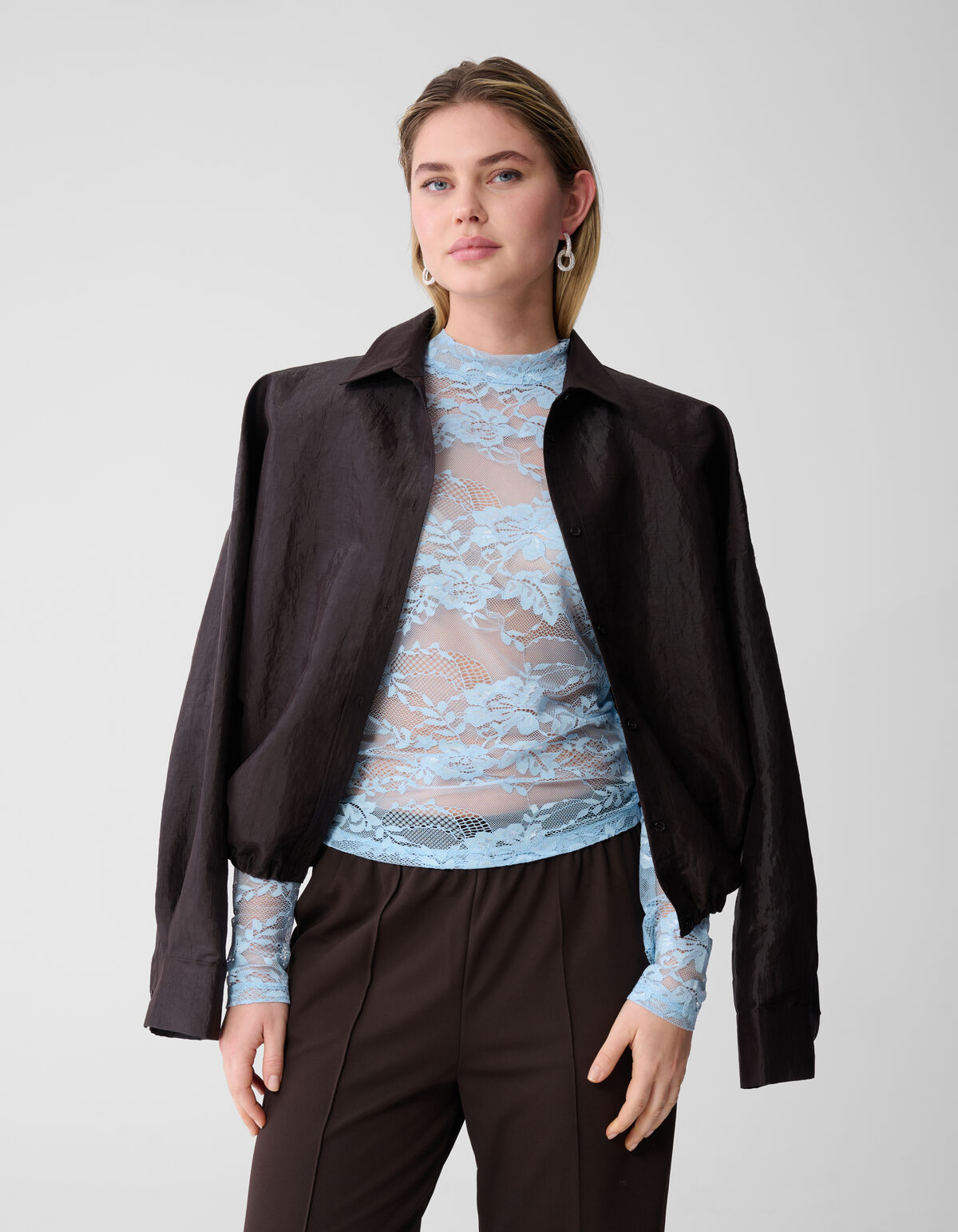 Flower-Spitzen-Top Hellblau SHOEBY WOMEN