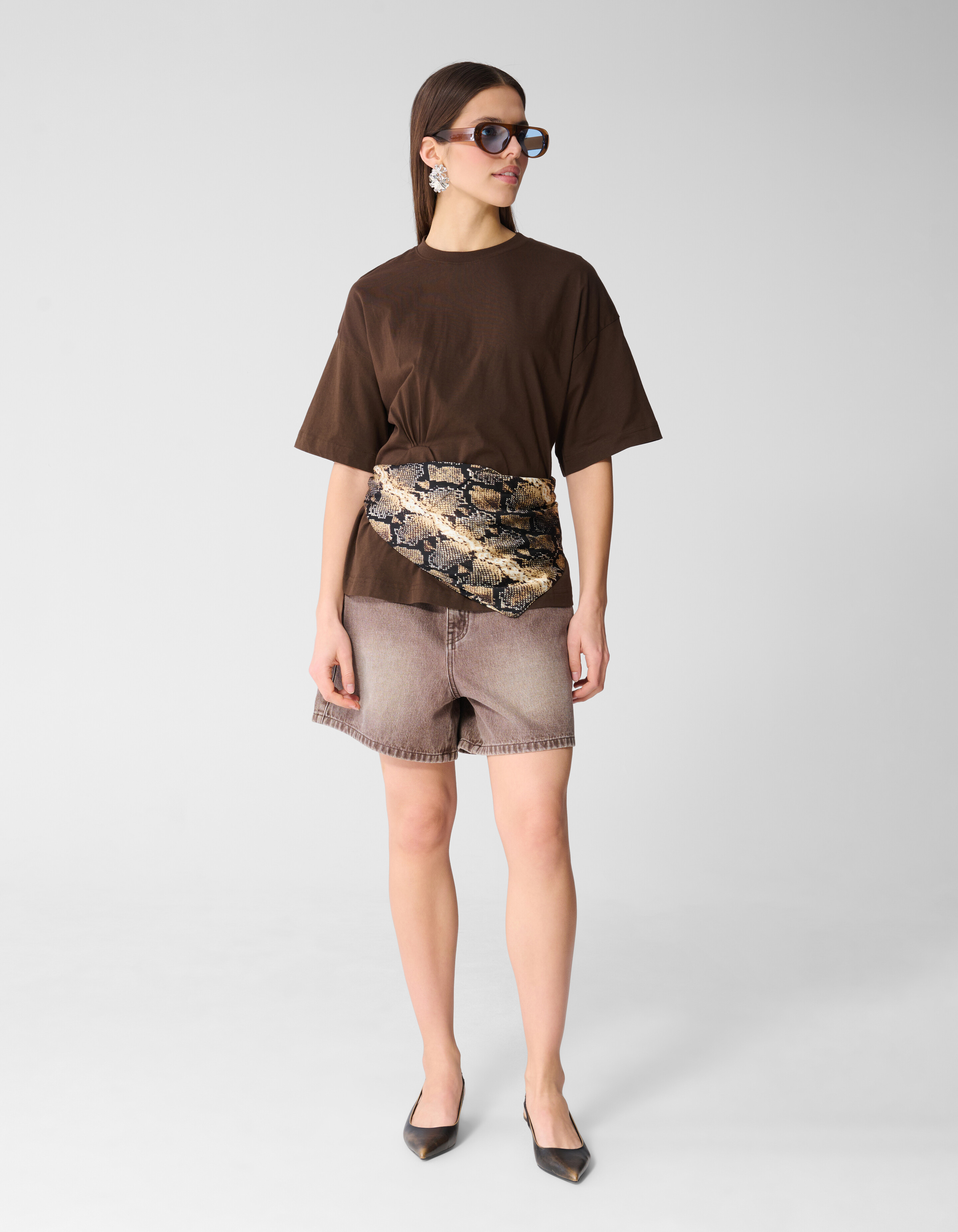 Oversized Knot T-Shirt Braun SHOEBY WOMEN