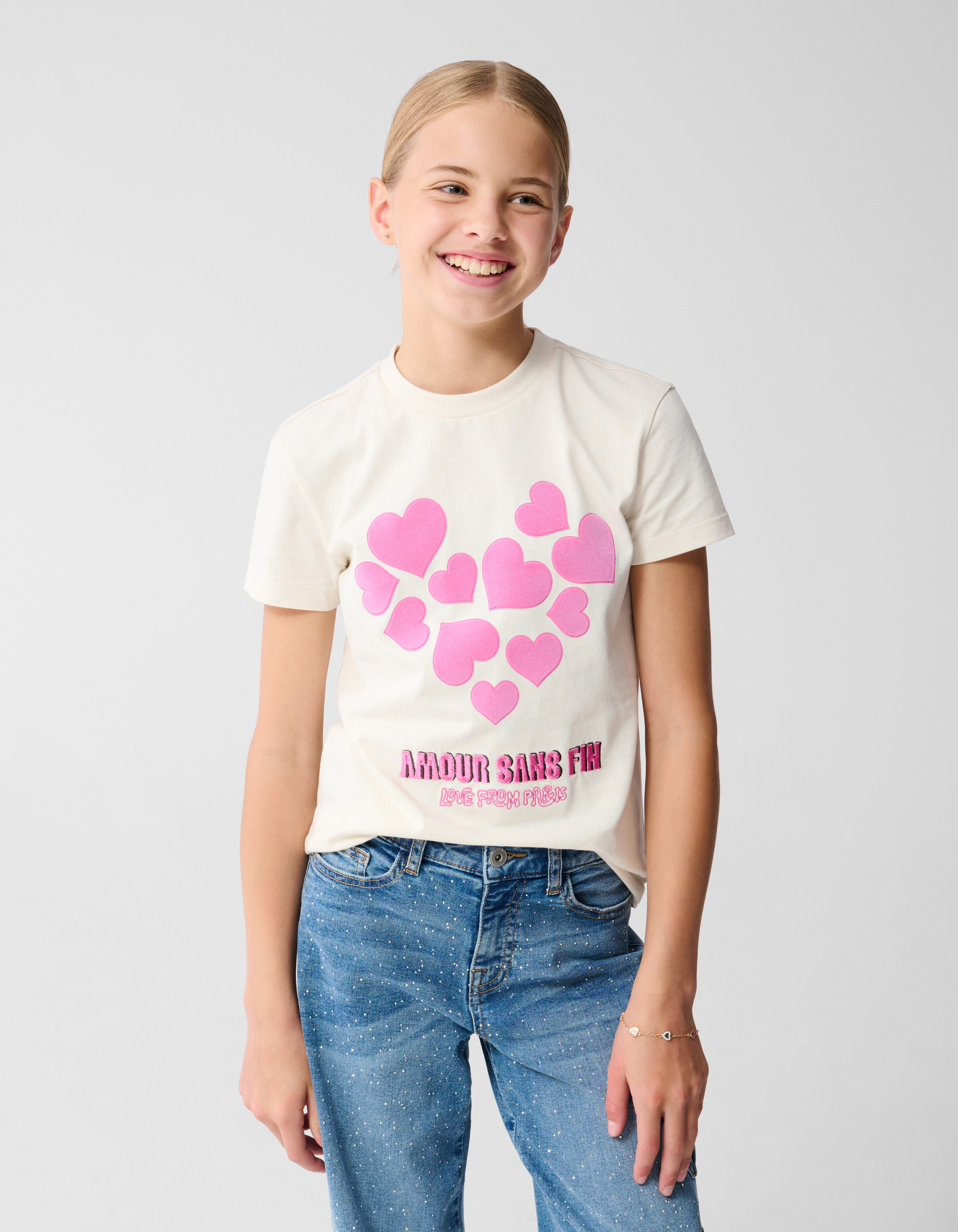 Herz Artwork T-shirt Off White SHOEBY GIRLS