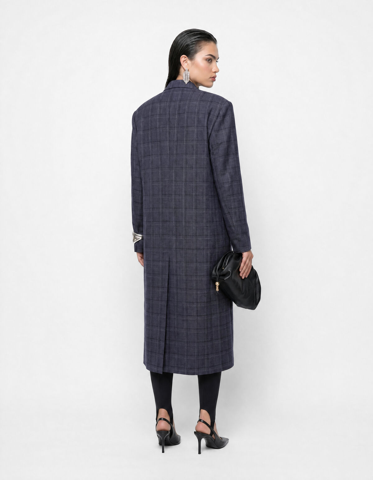 Midi-Check-Blazer Dunkelgrau SHOEBY WOMEN