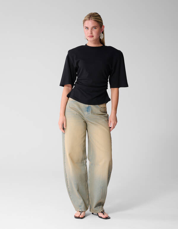 Schwarzes T-Shirt mit Taillenbund SHOEBY WOMEN