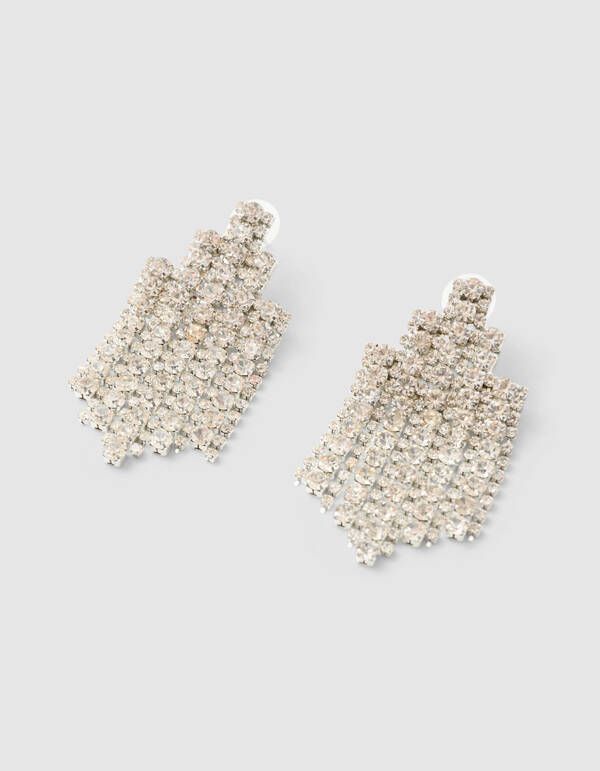 Gro&szlig;e Strass-Ohrringe Silber SHOEBY ACCESSOIRES
