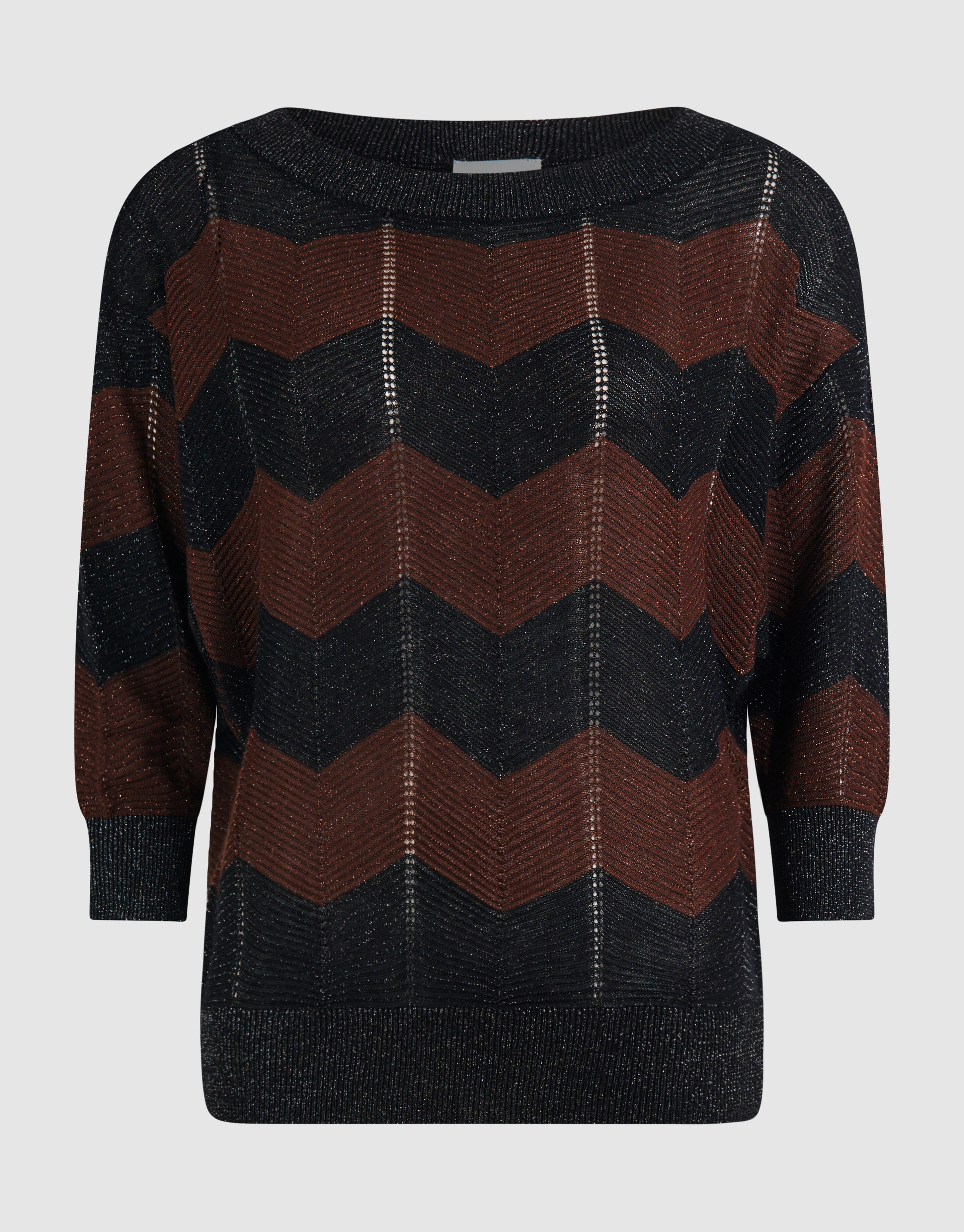 Glitzerstreifen-Fledermauspullover Braun/Schwarz SHOEBY WOMEN