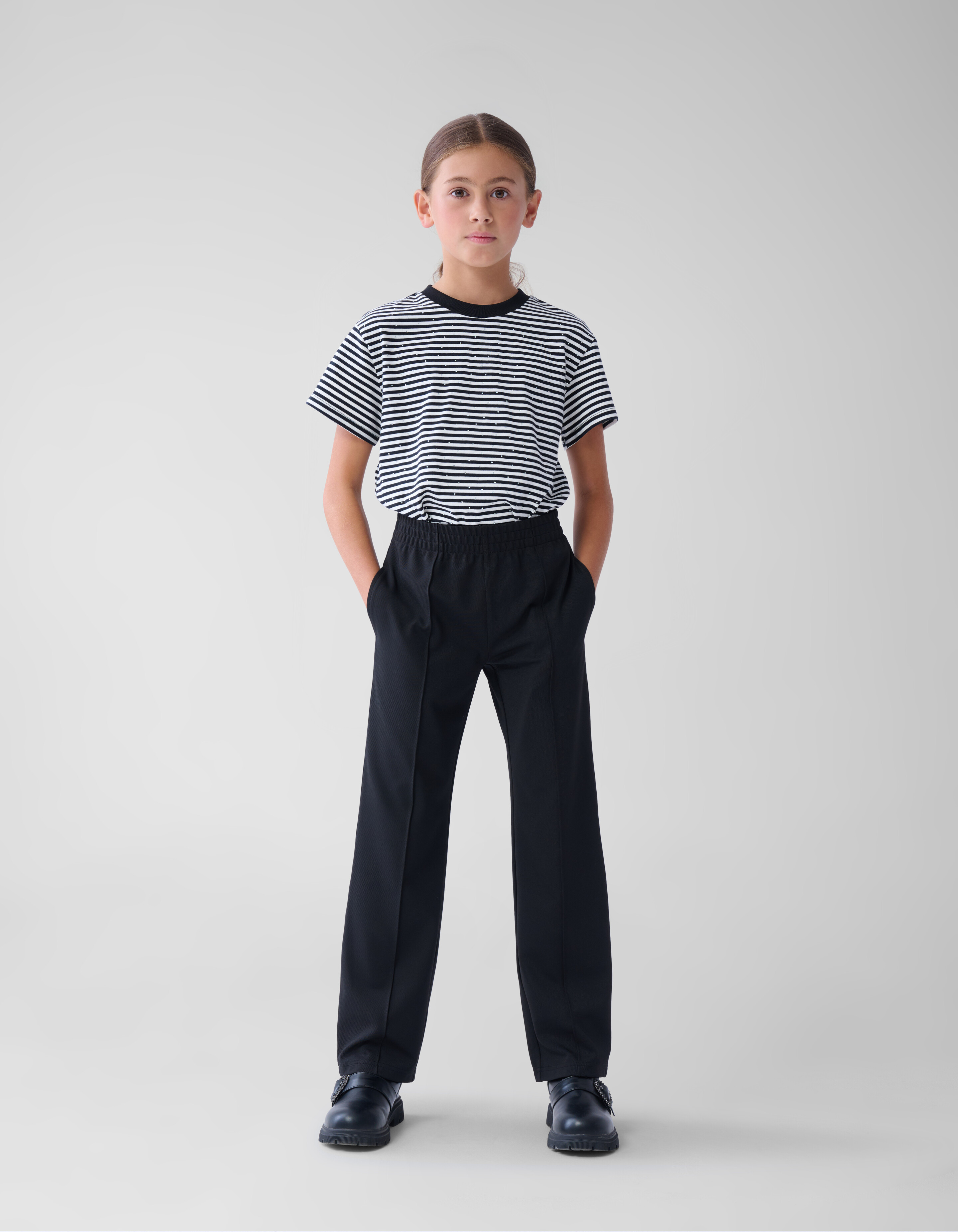 Basic Wide Leg Hose Schwarz SHOEBY GIRLS