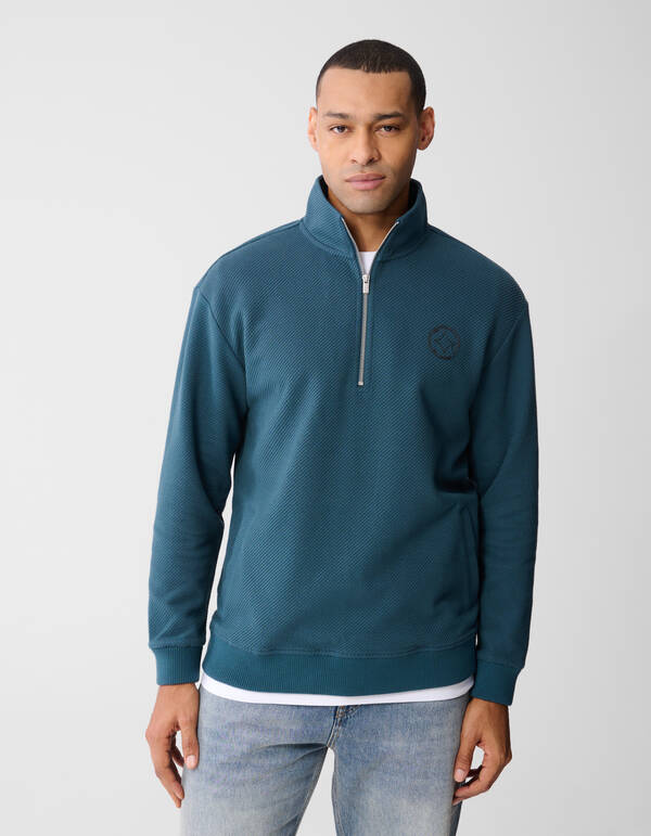 Halb-Zip-Pullover, dunkelgr&uuml;n SHOEBY MEN