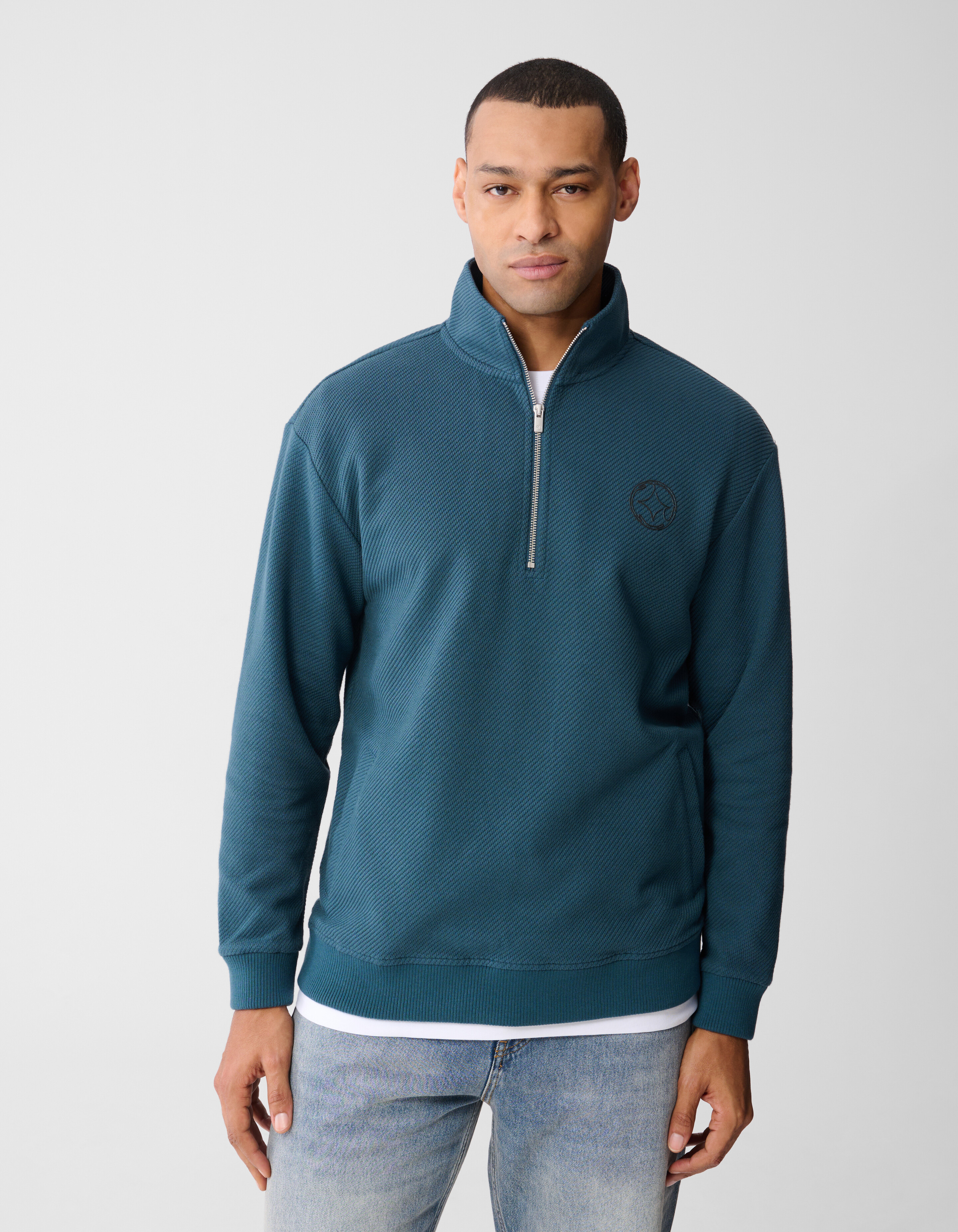 Halb-Zip-Pullover, dunkelgr&uuml;n SHOEBY MEN