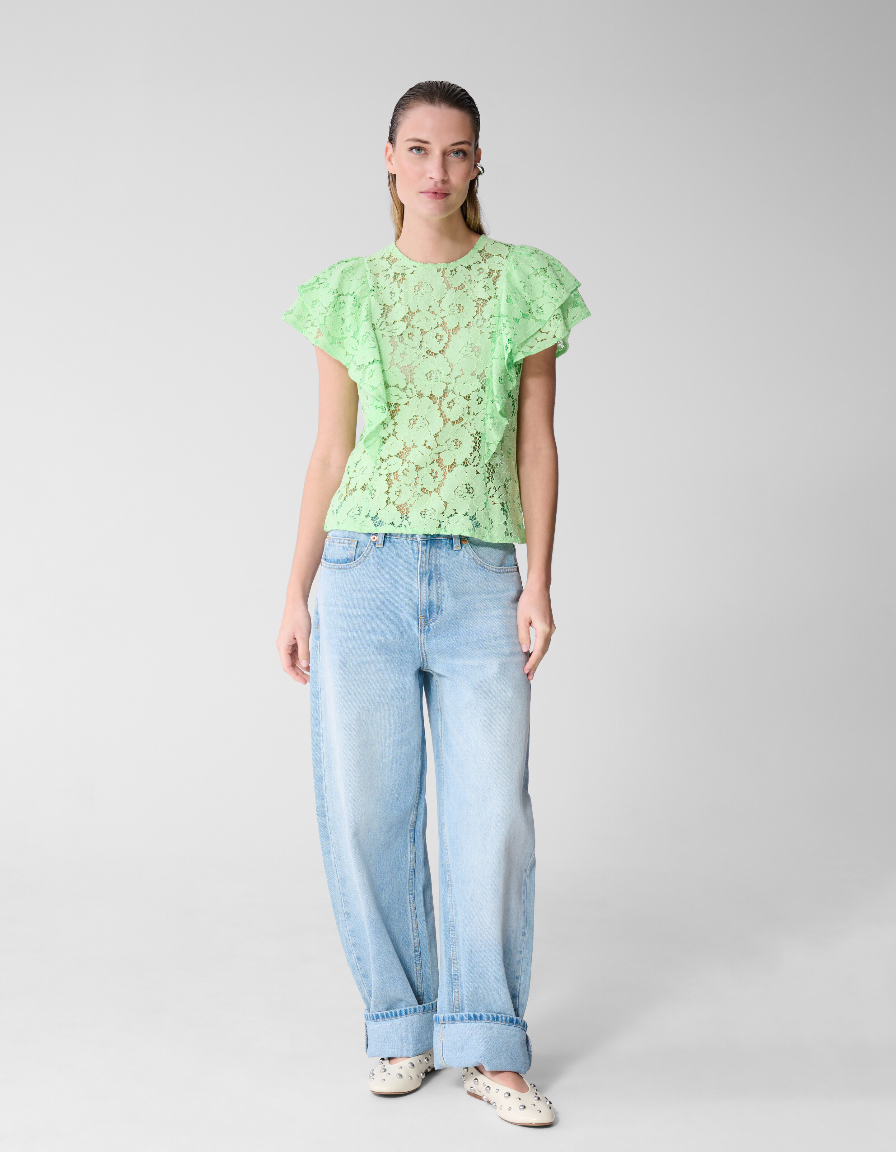 Kanten R&uuml;schentop Hellgr&uuml;n SHOEBY WOMEN