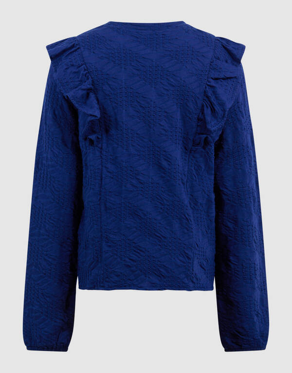 R&uuml;schen-Langarmshirt Dunkelblau SHOEBY GIRLS