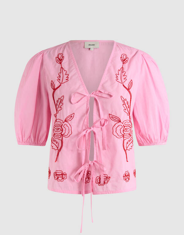 Bluse mit Stickerei Hellrosa SHOEBY WOMEN