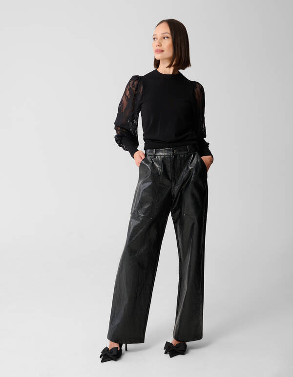 Spitzenstrickpullover Schwarz SHOEBY WOMEN