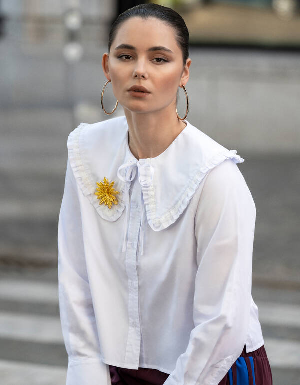 Bluse mit großem Kragen Weiß SHOEBY WOMEN