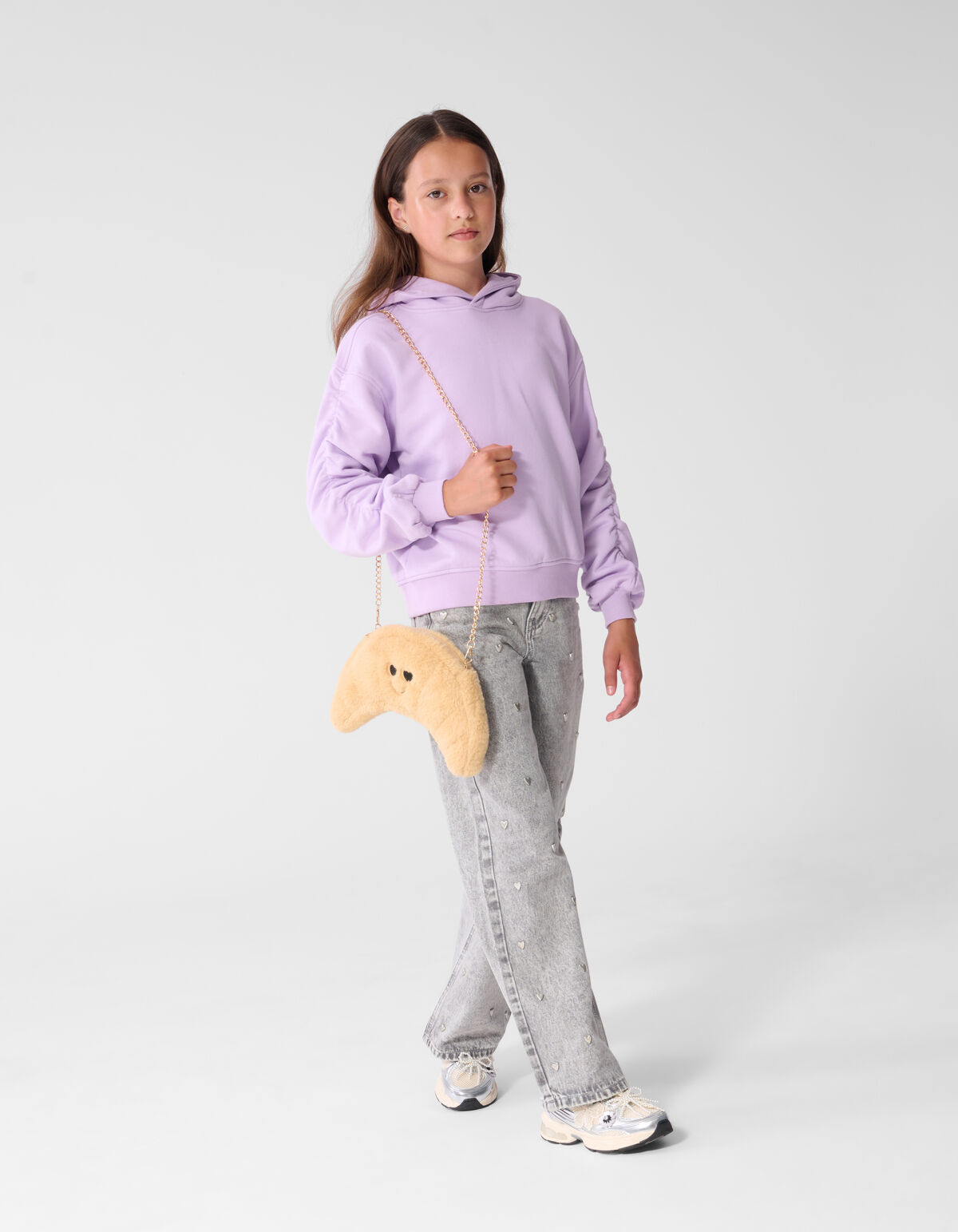 Weit geschnittene Jeans mit Nieten, grau SHOEBY GIRLS
