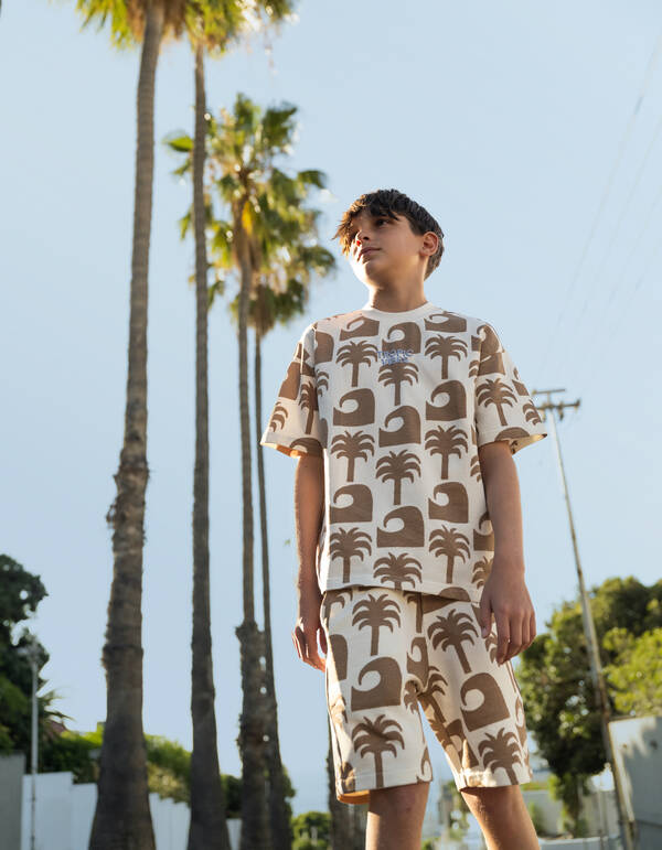 Palm Print Kurz Gebrochen Wei&szlig; SHOEBY BOYS