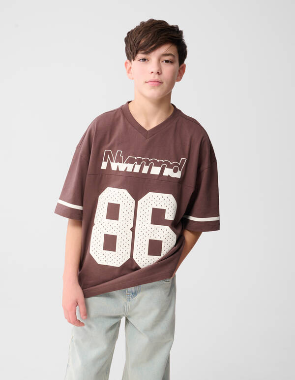 Oversized Rugby-T-Shirt Braun SHOEBY BOYS