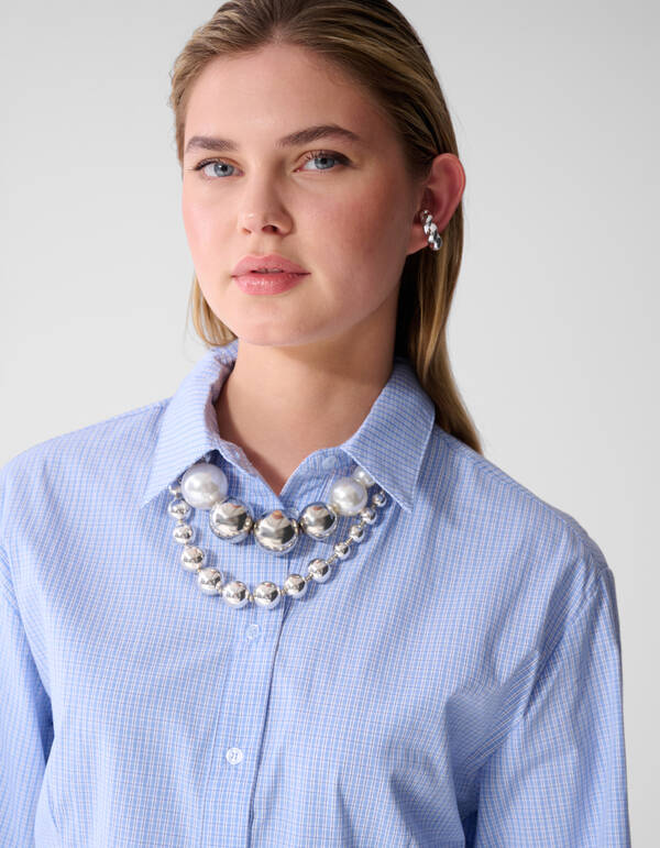 Popeline-Bluse mit Sch&ouml;&szlig;chen Blau SHOEBY WOMEN