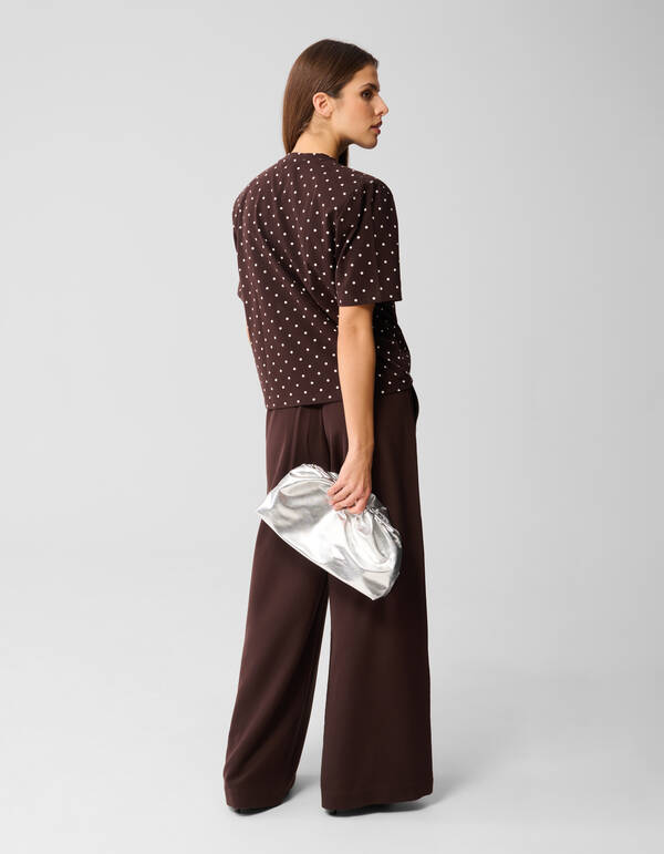 PolkPolkadot Padded T-Shirt Dunkelbraun SHOEBY WOMEN