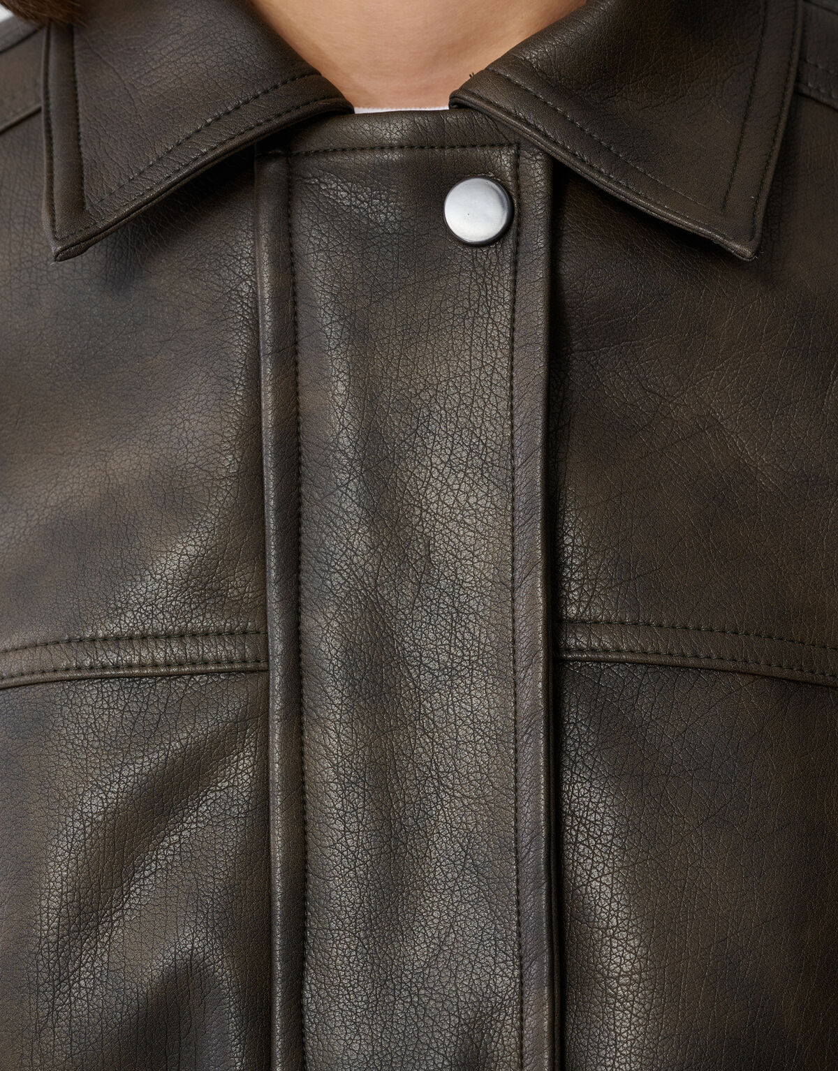 Washed Vegan Leder Bomberjacke Braun SHOEBY WOMEN